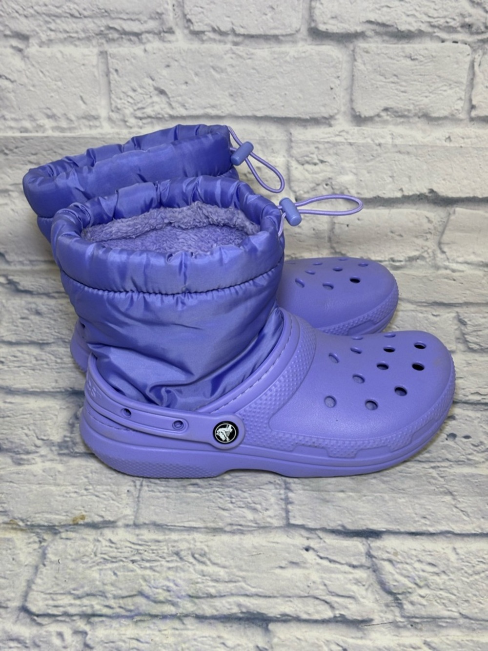 Crocs Classic Lined Neo Puff Snow Boots Purple Faux Fur Insulated M5/W7